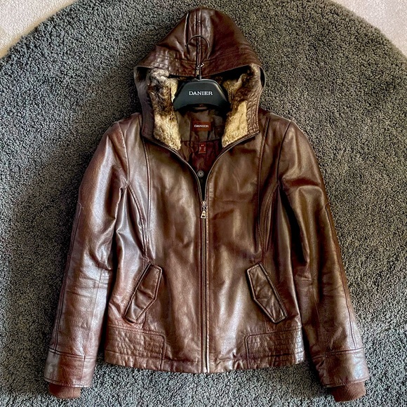 Daniel Leather Jacket with Hood - Picture 1 of 7